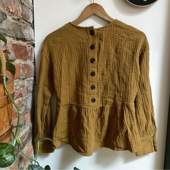 Madewell | Lightspun Button-Back Peplum Top | XXS - Picture 8 of 11